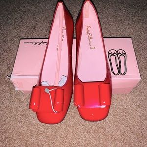 Brand New in Box - Red Patent leather bow flats that will compliment any outfit.